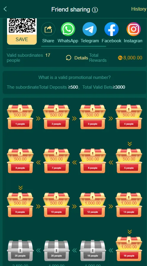 PK365 referral and invite friends screen